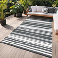 Garvee Geometric Lines 9x12 Outdoor Rug Striped Grey Plastic Straw Rugs by Garvee