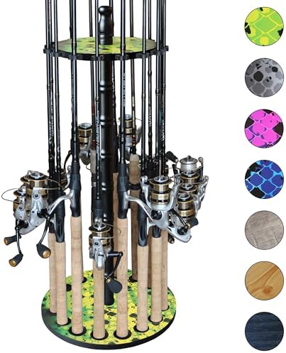 Rush Creek Creations 16-Rod Round Fishing Rod Holder, Engineered Wood by RushCreekCreations
