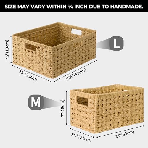 GRANNY SAYS Wicker Storage Baskets, Waterproof Woven Baskets, 2-Pack - Image 4