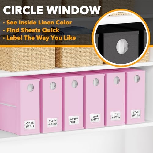 SpaceAid 6 Pack Bed Sheet Organizers and Storage, Foldable Sheet Organizer with Window for Linen Closet, Set Folder Keeper for Queen & King Size Bedding Storage (Pink) - Image 4