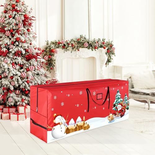 Christmas Tree Storage Bag, Fits Up 9 Ft Tall Artificial Trees with Reinforced Handles, Beautiful and Durable 600D Oxford Xmas Tree Storage Bag, Red - Image 2