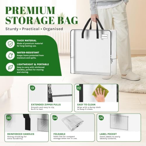 93L Wreath Storage Container, Large Clear Christmas Storage Bags, 6 Pack - Image 3