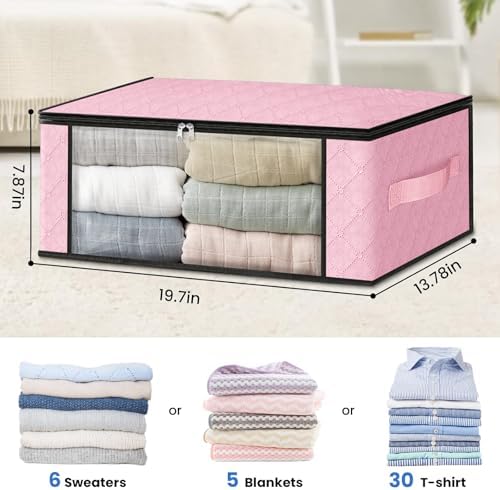 HomeHacks 10-Pack Clothes Organizer Storage Bags, 35L Storage Bins, Pink - Image 2