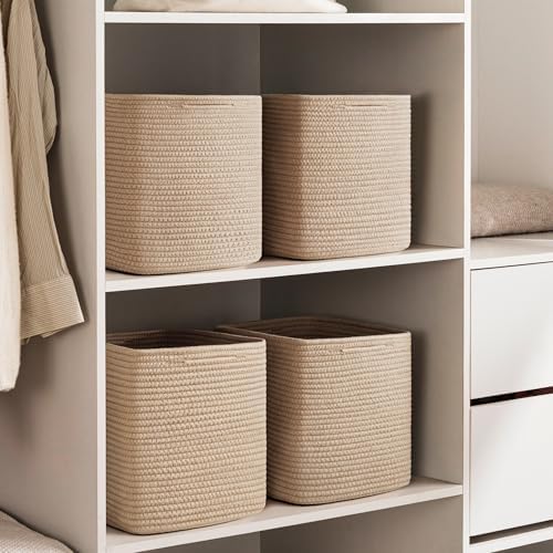 joybest 13inch Cube Storage Bins, Cotton Rope Woven Organizer Basket - Image 4