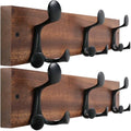 WEBI Coat Rack Wall Mount,17" Solid Wood Coat Hooks Wall Mounted Coat Hanger,16" Hole to Hole,Heavy Duty 3 Triple Hooks for Hanging Coats,Jacket,Hat,Backpack,Farmhouse,Reddish Brown,2 Packs by WEBI