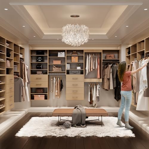 ROOMTEC 25.5" Tall Hanging Closet Unit, Modular Closet System with Hanging Rod, Wardrobe Organizer for Bedroom or Walk-in Closet, Wall Mounted, Customizable Clothes Storage Unit, Wood - Image 3