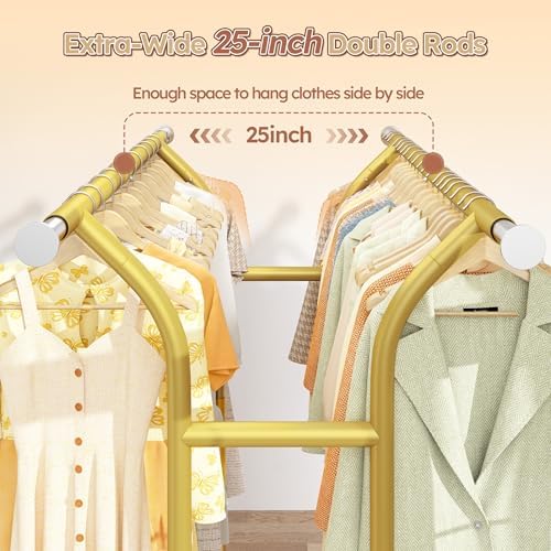 Raybee 74" W Clothes Rack 630 LBS Heavy Duty Double Rods Adjustable Size - Image 2