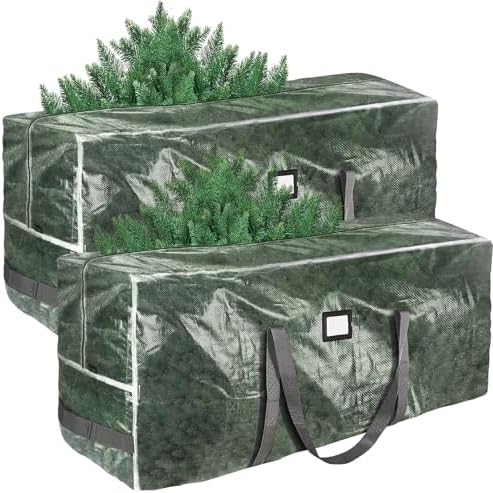 BALEINE 9 ft Christmas Tree Storage Bag, Heavy Duty Extra Large Artificial Christmas Tree Bag with Reinforced Handles and Dual Zippers Wide Opening (Transparent, 2PK Combo) by BALEINE