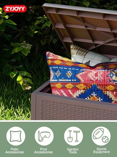 ZYJOYY 100 Gallon Waterproof Large Resin Deck Box, Indoor Outdoor Storage Box Lockabe, Outdoor Organization & Storage Deck Box with Lid for Patio Cushions, Garden Tools, UV Resistant - Image 5