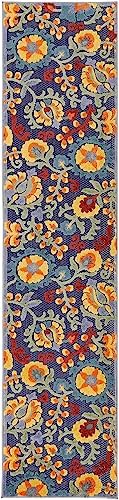 Nourison Home Aloha Navy Multicolor 2'3" x 8' Area Rug - Easy Clean, Non Shedding, Bed Room, Living Room, Dining Room, Kitchen (8' Runner) - Image 4