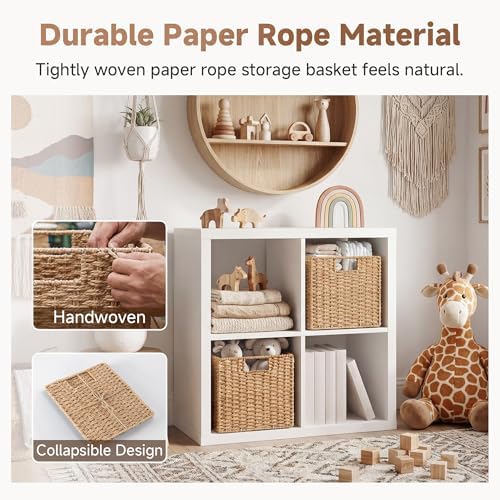 StorageWorks 11 inch Cube Storage Bins, Wicker Baskets,Storage Cube,Natural - Image 5