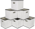 Fabric Cubby Storage Bins,13x13x13 Inches,Cube Organizer Bin Foldable Storage Boxes with Dual Handles Fabric Organizer Box and collapsible Storage basket,Set of 6,White grid by Yunkeeper