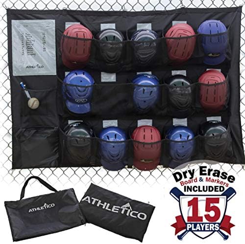 Athletico 15 Player Dugout Organizer - Hanging Baseball Helmet Bag to Organize Baseball Equipment Including Gloves, Helmets, Batting Gloves, Balls, & More by Athletico