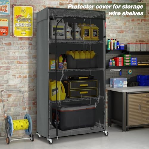 Porch Shield 600D Storage Shelf Cover for Wire Rack, 36"Wx14"Dx54"H, Grey - Image 6