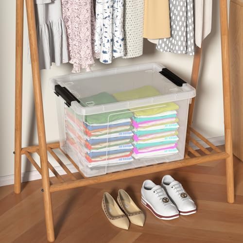 35 Quart Plastic Clear Latching Storage Box with Wheels, 4-Pack - Image 4