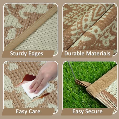 famibay Outdoor Rug Waterproof 6x9 ft, Reversible Outdoor Plastic Straw Rug, UV-Resistant Patio Rug Lightweight Portable RV Mat Indoor Outdoor Carpet for Camping, Balcony, Deck, Backyard, Picnic - Image 5