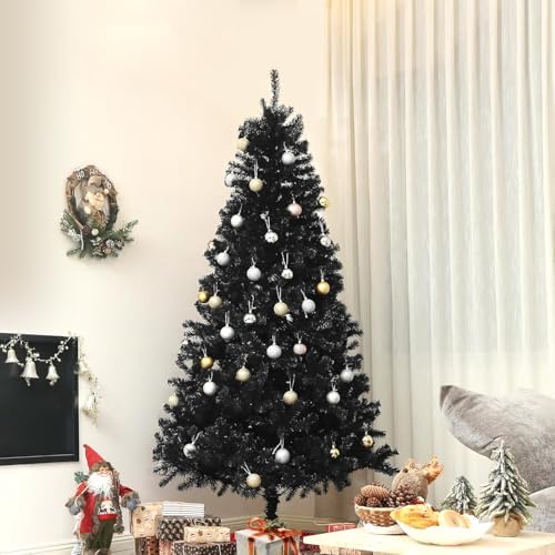 ULICO 4ft Artificial Black Christmas Tree,Premium Spruce Xmas Tree with 450 Branch Tips, Fake Christmas Tree with Foldable Metal Base Stand,Home, Office,Party Decoration - Image 7