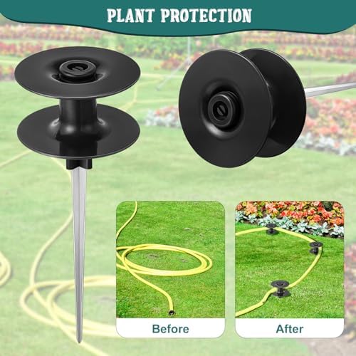 Chumia Garden Hose Guide Stakes, 10 Inch Metal Spike, Black, 12 Pieces - Image 4