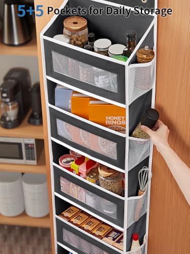JARLINK Over the Door Organizer for Pantry, Bathroom, 5 Shelf Black, 2 Pack - Image 6