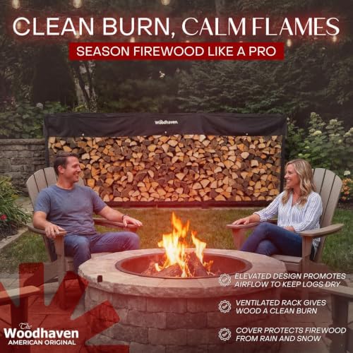 Woodhaven Black Large Outdoor Firewood Rack (12 Foot, With Cover) - Image 5