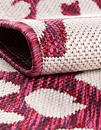 Unique Loom Outdoor Safari Collection Area Rug - Leopard (10' x 14' 1" Rectangle, Magenta/ Ivory) - Image 5