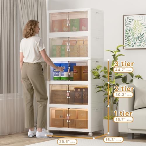UAMFURI 360QT Stackable Storage Bins with Lids, Doors & Wheels - Image 2