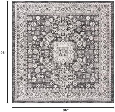 Rugs.com Outdoor Aztec Collection Rug – 8 Ft Square Charcoal Gray Flatweave Rug Perfect for Living Rooms, Kitchens, Entryways - Image 2