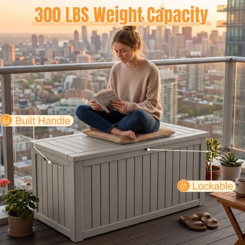 Outdoor Storage Box,Resin Deck Box with Support Rod - Image 6