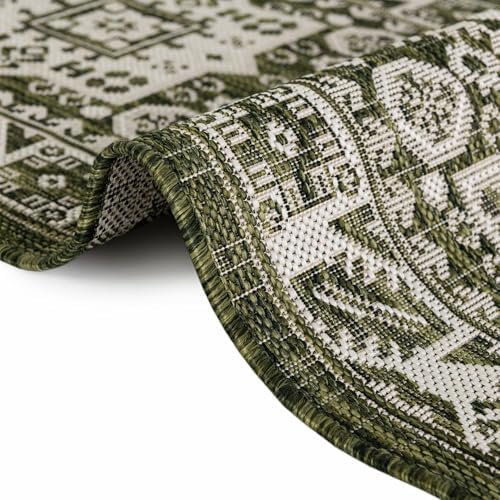 Rugs.com - Outdoor Aztec Rug – 8 Ft Square Green Washable Indoor/Outdoor Rug – Weather Resistant Flatweave for Patios, Decks, and Porches - Image 7
