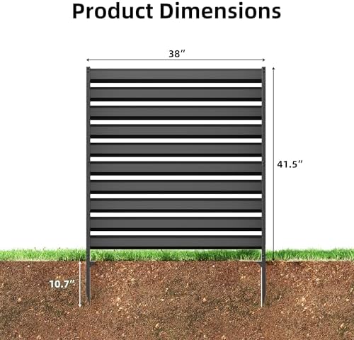 42" H x 38" W (3 Panels) Air Conditioner Fence Panels, Outdoor Freestanding Privacy Screens, Pool Equipment Enclosure, No Dig Trash Can Screens Fence Kit for Outside Backyard Patio Black - Image 3