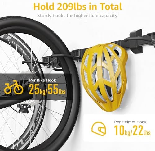 monTEK Enhanced Bike Storage Rack,Adjustable 3-Bike and 2-Helmet Hangers - Image 3