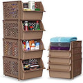 Skywin Stackable Storage Bins Open Front for Pantry Storage, 4 Pack - Brown by Skywin