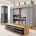 66.1in Heavy Duty Foldable Wardrobe with Cover, Load 1500lbs, Grey by SPTZQURY