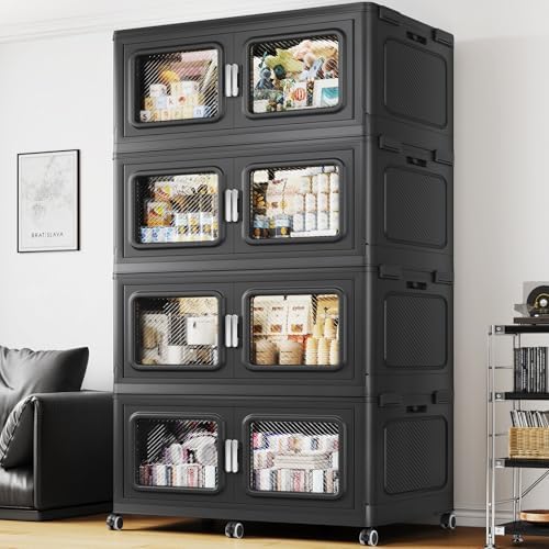 BROVIEW 220Gal Extra Large Storage Bins with Lid and Wheels, Black, 4 Pack by BROVIEW-EnjoytheArtofLife