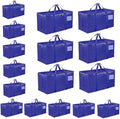 16 Pack-Extra Large Heavy Duty Moving Bags - Waterproof Storage Totes with Handles & Zippers, Foldable for College Dorm, Storage (Blue) by Unknown