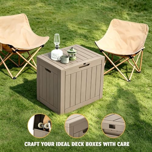 32 Gal Outdoor Storage Box Waterproof Lockable,Deck Box,Medium Gray - Image 2