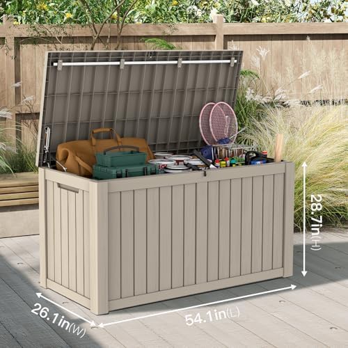 Mars Villa Deck Box, Outdoor Storage Box Waterproof, 150 Gallon, Grey - Image 2