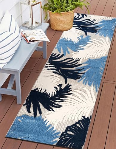 Rugshop Lucca Indoor/Outdoor Contemporary Floral Area Rug Navy 2'7" x 8' by Rugshop