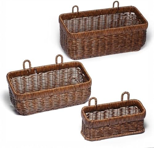 Hanging Baskets, Handmade Wicker Style Wall Basket w/Hooks by Nicestand