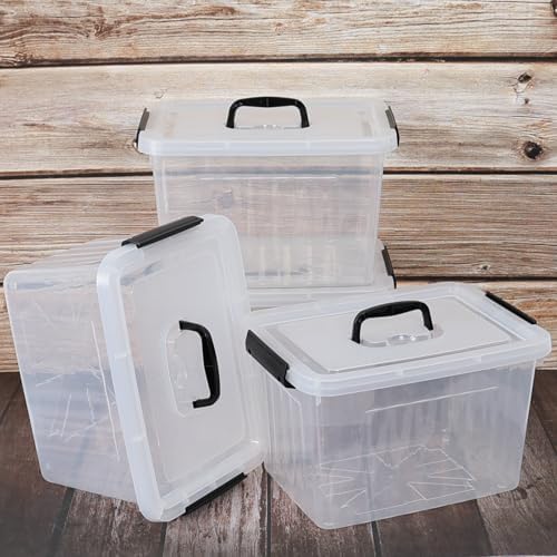 Wekioger 4 Pack 12 Quart Clear Lidded Bin, Latching Storage Box with Handle - Image 4