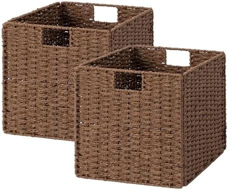 StorageWorks 13 inch Cube Storage Bins, Wicker Baskets for Storage, Brown by StorageWorks