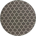 Unique Loom Outdoor Trellis Collection Area Rug - Trellis (Round 10' 8" x 10' 8", Black/ Ivory) by UniqueLoom