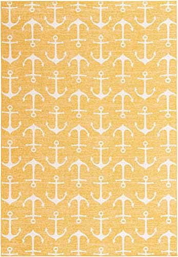 Unique Loom Outdoor Coastal Collection Area Rug - Ahoy (10' x 14' 1" Rectangle, Yellow) - Image 3