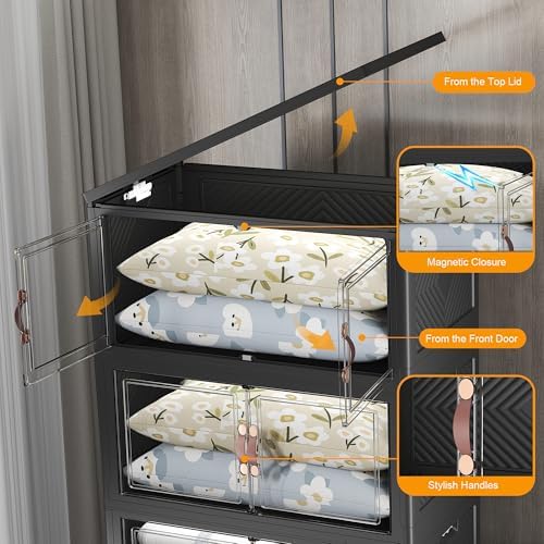 UAMFURI 672QT Lockable Plastic Storage Bins, 4 Pack Collapsible Cabinets - Image 6
