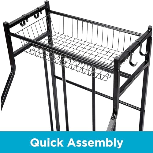 BIRDROCK HOME Bike Rack Garage Storage Floor Stand - Freestanding Organizer for Outdoor Yard - Upright Wall Mount for Scooters, Rakes, Motorcycles, Hoverboards, Gloves - Holds 2 Bicycle - Black - Image 6