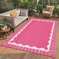 Garvee Scalloped RV Outdoor Rugs 8x10 Patio Rugs Outdoor Waterproof, Pink by Garvee