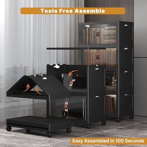 UAMFURI 208QT Stackable Storage Bins with Lids,Doors & Wheels - Image 5