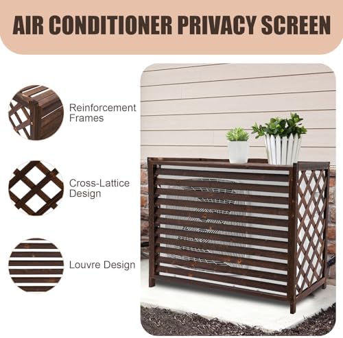 AC Fence Privacy Screen for Outdoor 43.3" x 19.7" x 33.5", 4-Panel, Brown - Image 5