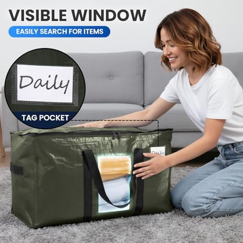 TAILI 10 Pack Green Extra Large Moving Bags,Storage Bag with Visible Window - Image 5
