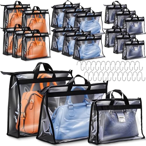 Chumia 20 Pack Clear Dust Cover Handbag Storage Organizer 3 Size, Black by Chumia